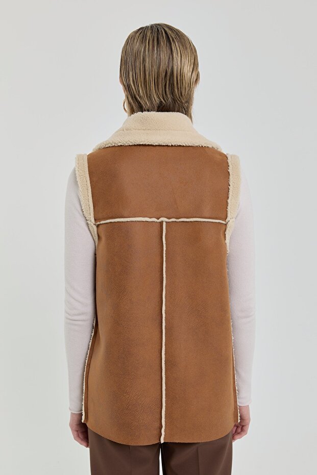 Kürk Yelek Ekru - 5