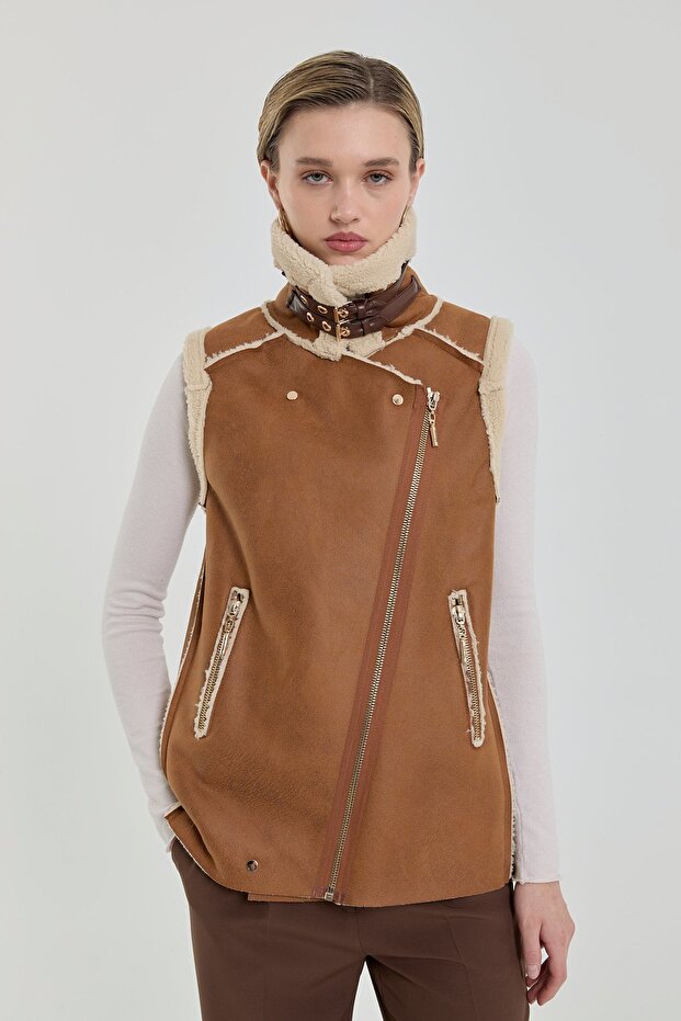 Kürk Yelek Ekru - 4