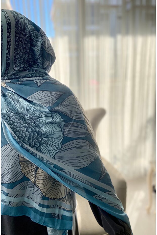 Çiçek Desenli Bambu Şal - 3