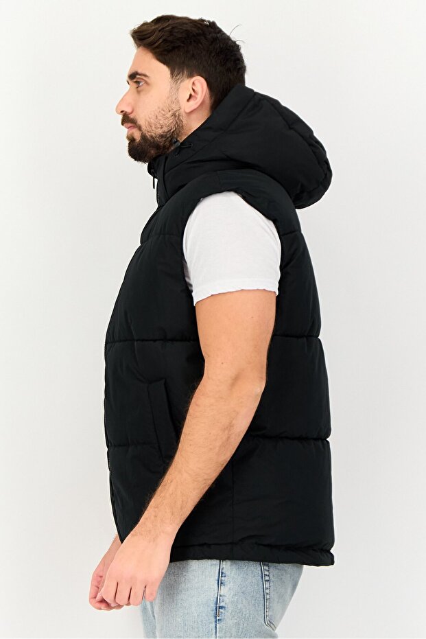 جاكيت رجالي منتفخ بدون أكمام، أسود - 2