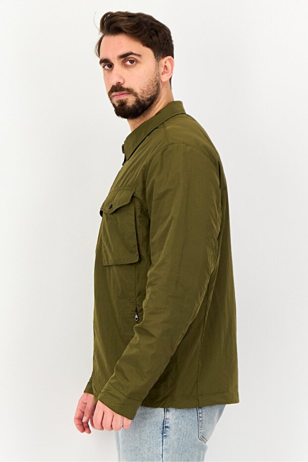 جاكيت رجالي مقاوم للرياح بأكمام طويلة، زيتوني - 2