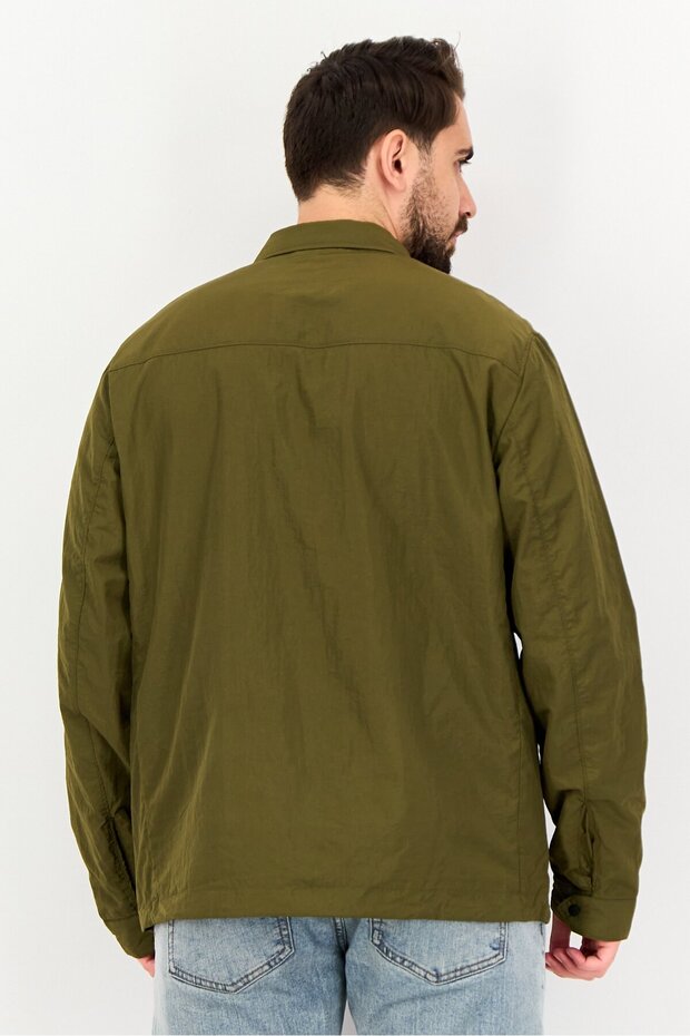 جاكيت رجالي مقاوم للرياح بأكمام طويلة، زيتوني - 3