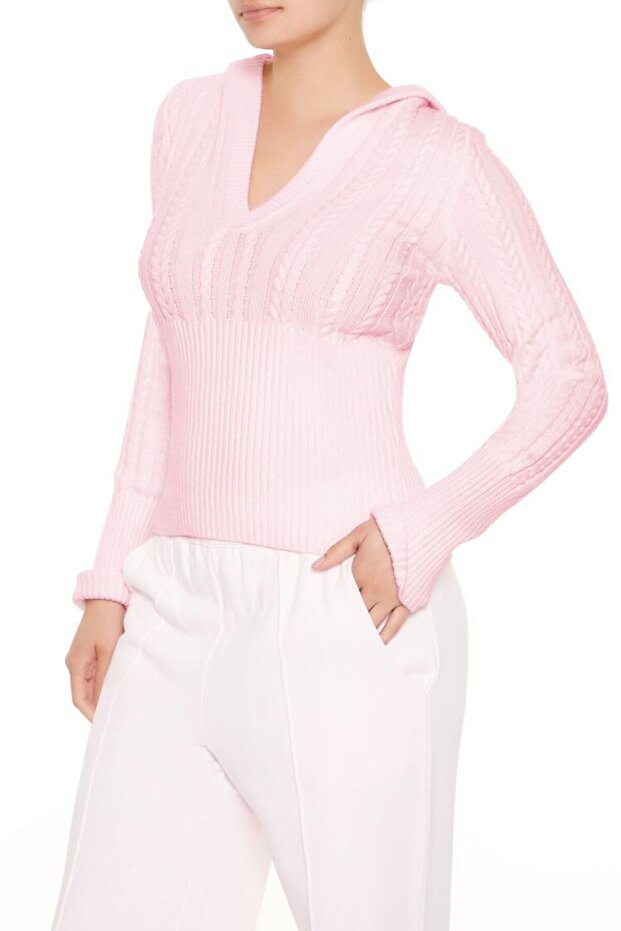 Kapüşonlu Örgü Kazak - 4