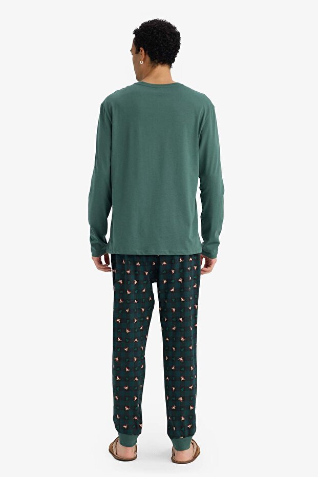 Yılbaşı Temalı Pijama Takımı Regular Fit Uzun Kollu Üst Uzun Alt G2935AX25WN - 4