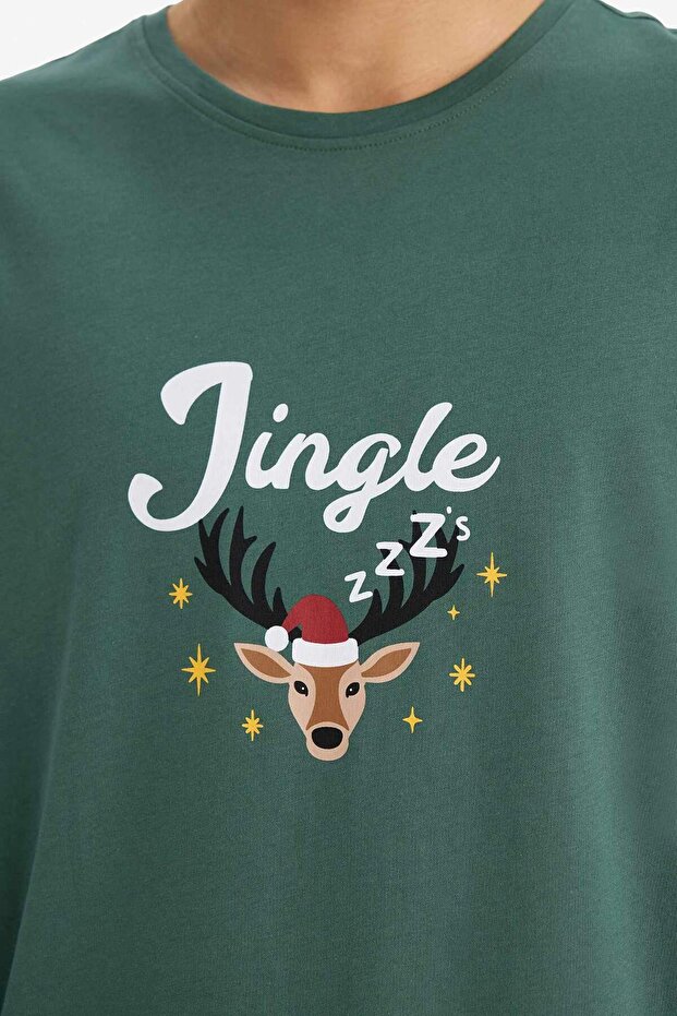 Yılbaşı Temalı Pijama Takımı Regular Fit Uzun Kollu Üst Uzun Alt G2935AX25WN - 3