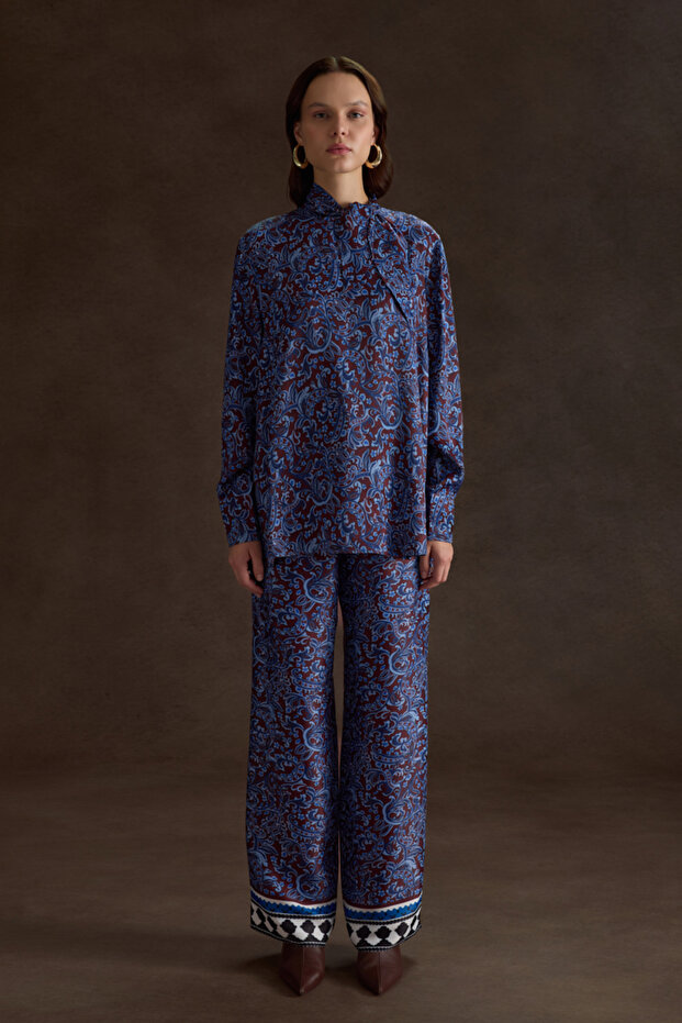 Desenli Viscon Pantolon - 1