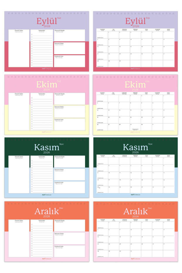 2026 Masaüstü Planlayıcı Takvim - 8