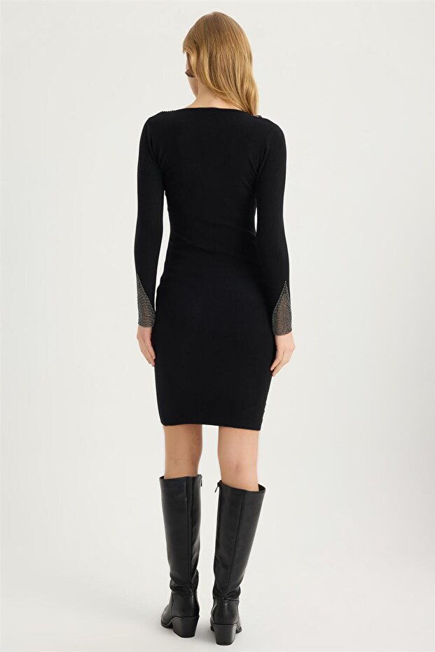 Triko V Yaka Elbise - 5