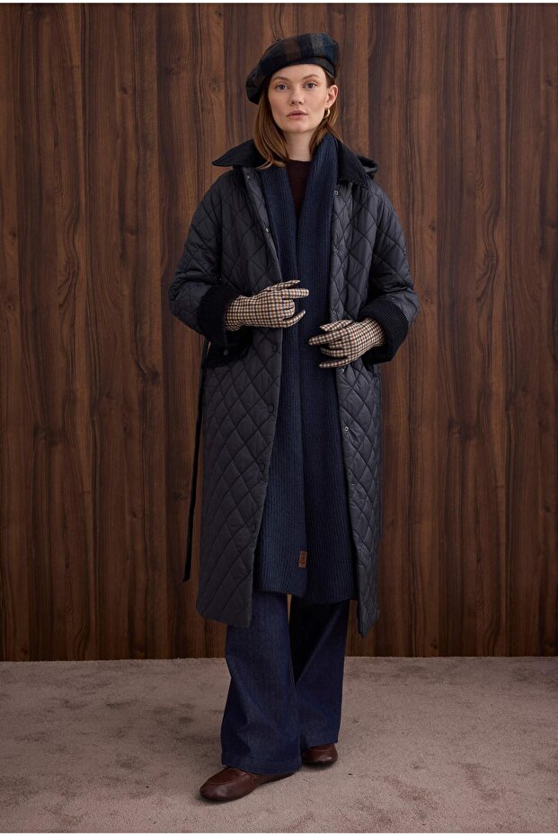 Uzun Kapitone Mont Lacivert - 2