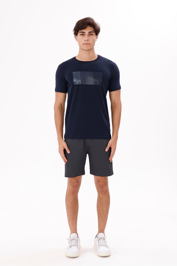 Crew Neck Front Print Detail Soft Grip Comfortable Fit Transitional Short Sleeve T-Shirt