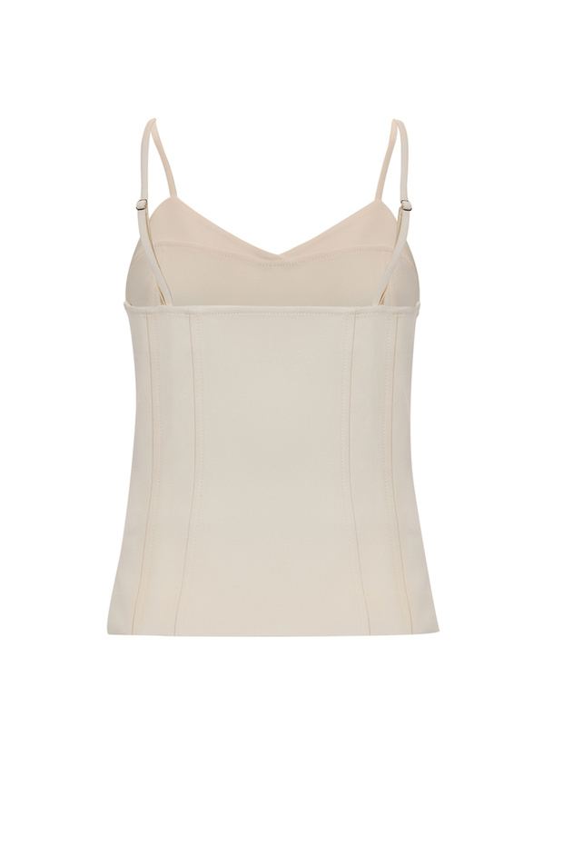 Askılı Dokuma V Yaka Regular Bluz - 7