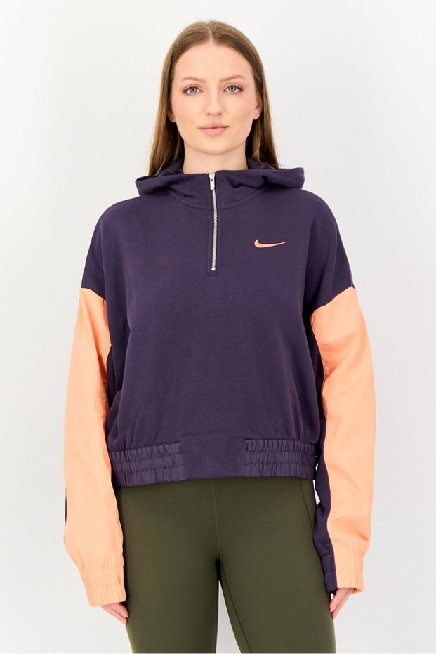 Women Oversized Fit Long Sleeve Outdoor Hoodie, Purple