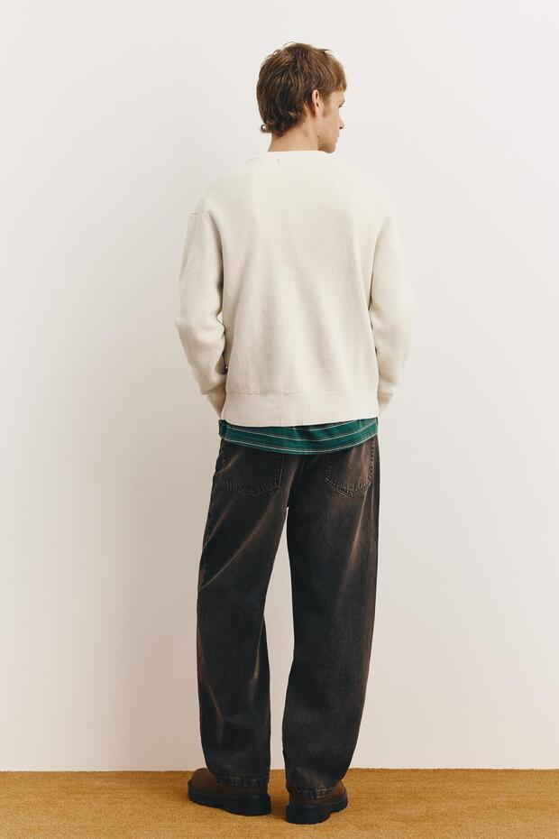 Bisiklet yaka dokulu süveter - 3