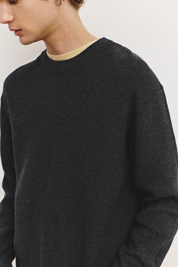 Bisiklet yaka dokulu süveter - 4