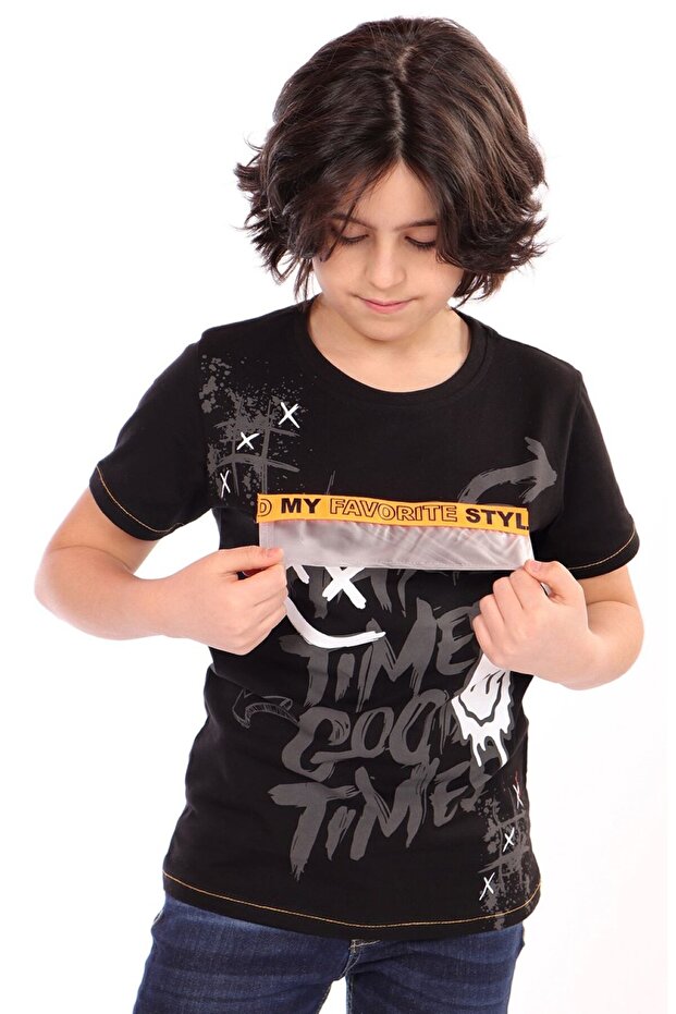 Boy's Printed Crew Neck Short Sleeve T-Shirt