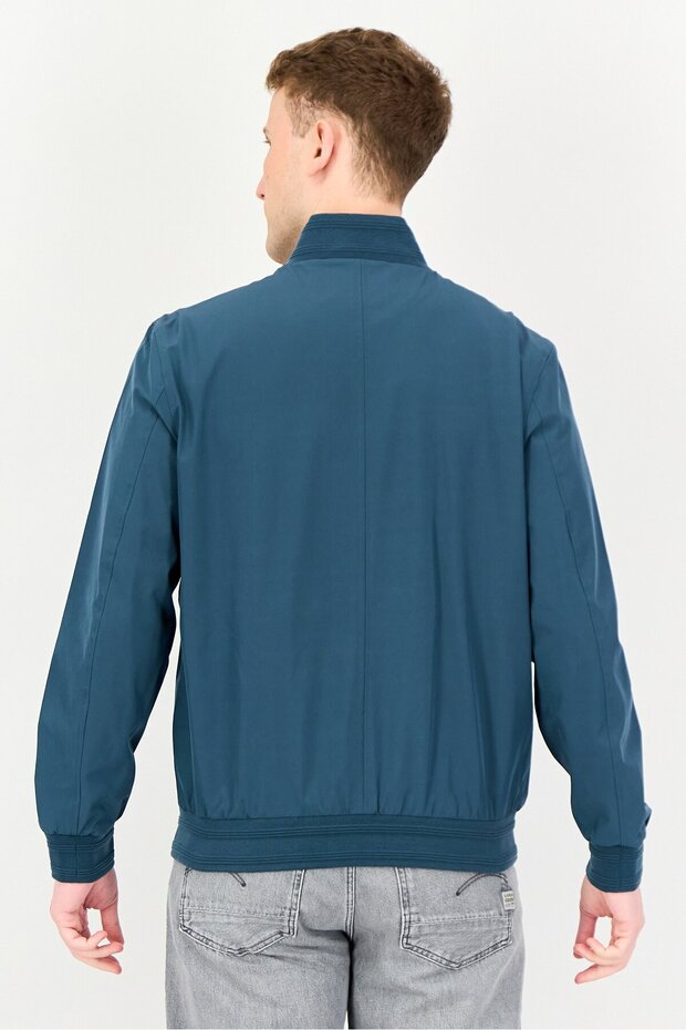 جاكيت بومبر رجالي سادة، أخضر مزرق - 3