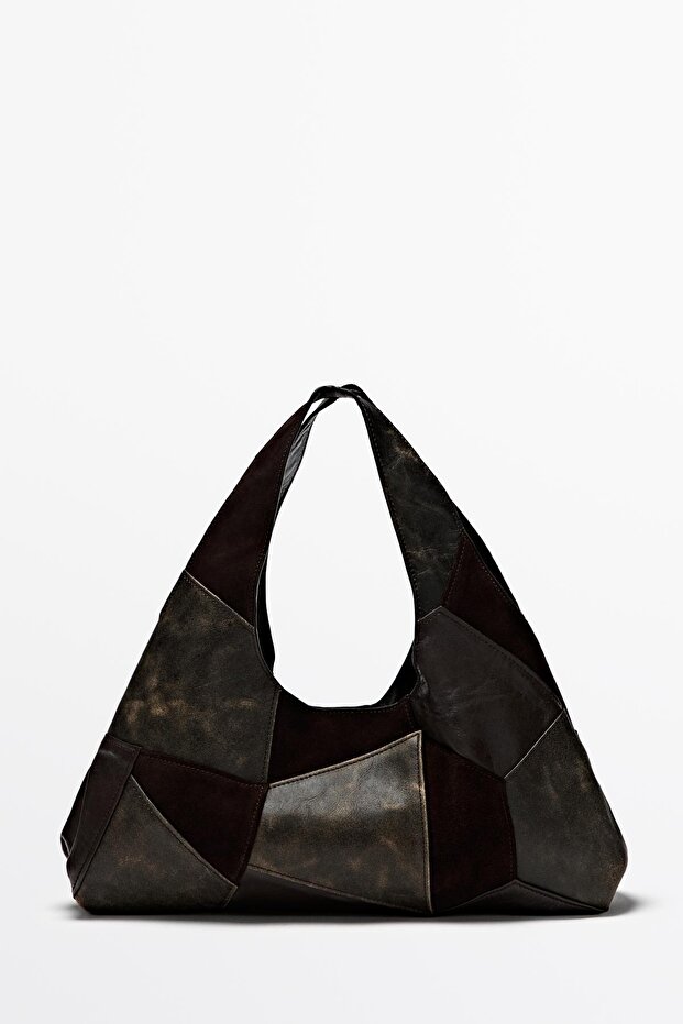 Orta boy patchwork deri çanta - 1