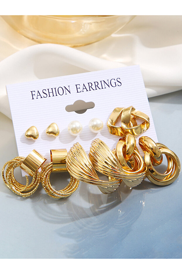 Set of 6 - Assorted Texture Earrings