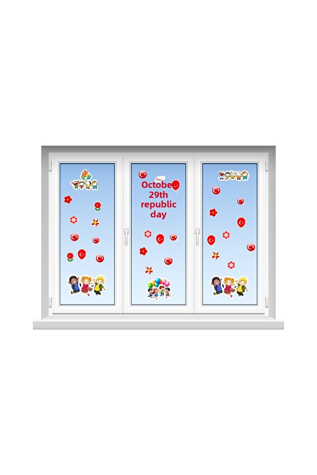 Republic Day Large Glass and Wall Sticker Set (44X30 cm 2 Pieces)