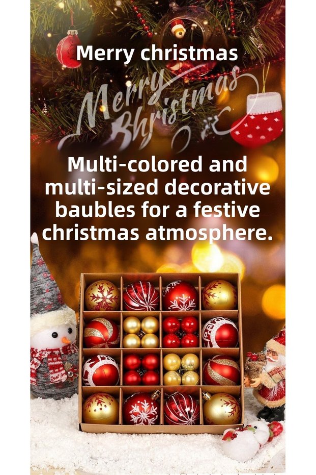 Christmas Tree Ornament Balls Set of 36 – Red Gold Multicolor Durable Christmas Decorations