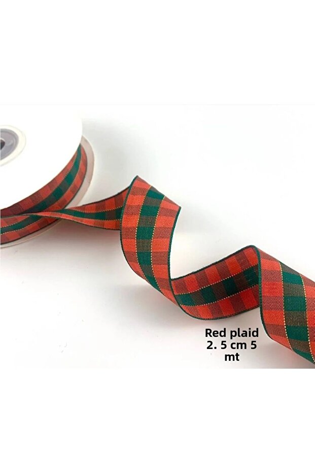 Plaid New Year Ribbon 2.5cm 5 Meters