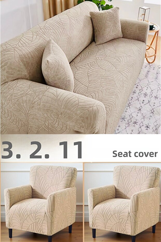 Leaf Pattern Armchair Cover 3.2.1.1 Armchair Cover Set Home Textile Product