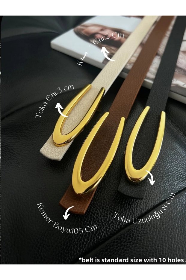 3-Piece Opportunity Product Set: Thin Women's Belt with Long Buckle, Jacket Belt, Shirt Belt, Dress Belt