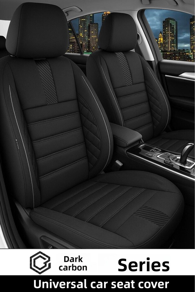Dark Carbon Thai Feather Universal Car Seat Cover - 5 Seats Full Set