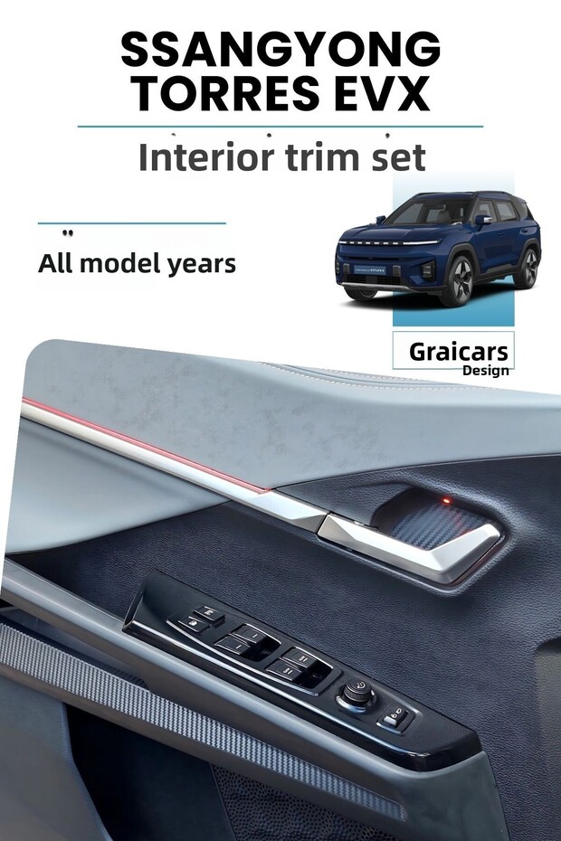 Ssangyong Torres Evx Compatible Interior Trim Skin Sticker Set - Matte Carbon Black