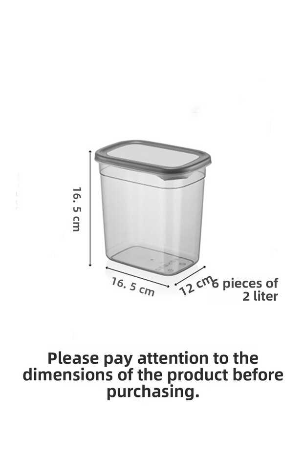 6-Piece Labeled Moly Rectangular Food Storage Container Set 2000ml - Multi-Made Set with Lid 2 Liters - 4