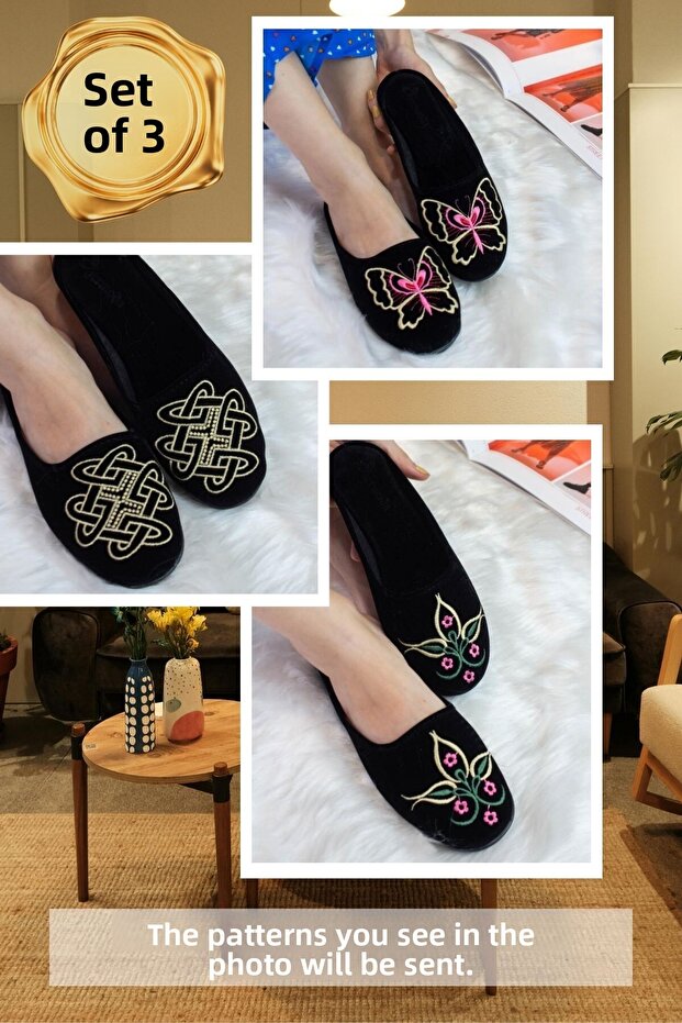 3 Pack Women's Winter Slippers Daily House Slippers Guest Dowry Bundle Bride 3-Piece Slipper Set