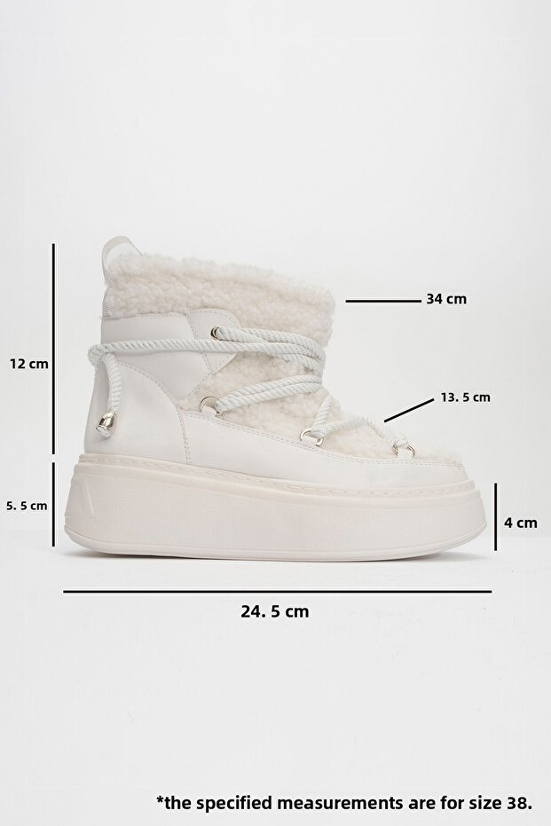 DİLA fehér műszőrme női vastag talpú hócsizma - 4