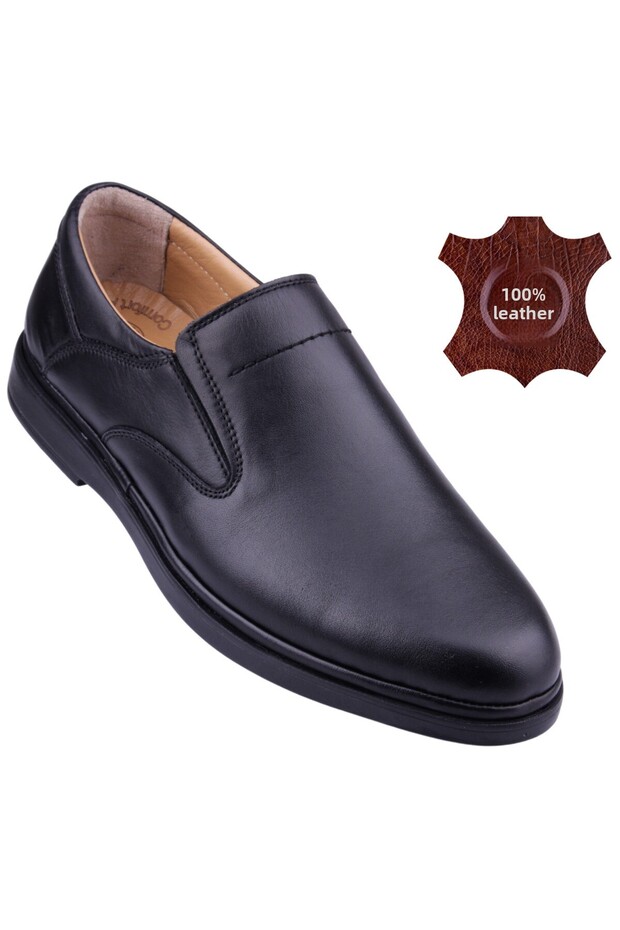 Men's Black Inner Outer Genuine Leather Orthopedic Casual Shoes Brm326