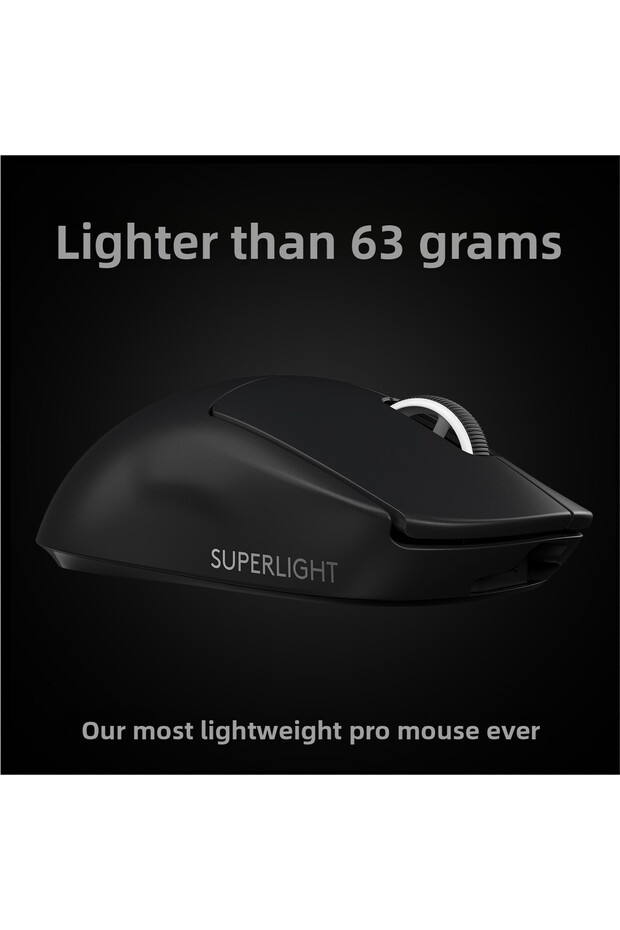 G pro x superlight ultra light hero 25,600 dpi 400 ips lightspeed wireless gaming mouse - black - 3