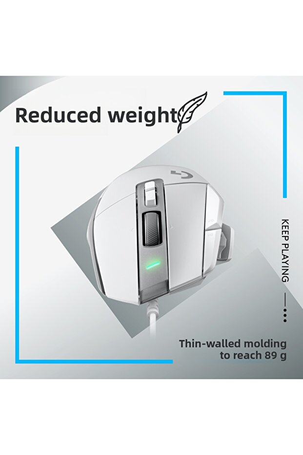 High Performance g G502 X Wired Gaming Mouse - Hero 25K Sensor, White - 6