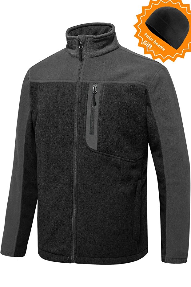 Ghassy Co. Men's Anti-Pilling Thermal Paneled Full-Zip Fleece Jacket