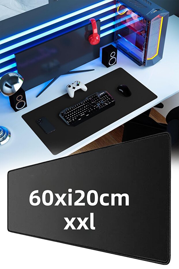 Black Mouse Pad 60X120 Stitched XXL Keyboard Mouse Pad Desk Mat Computer Setup