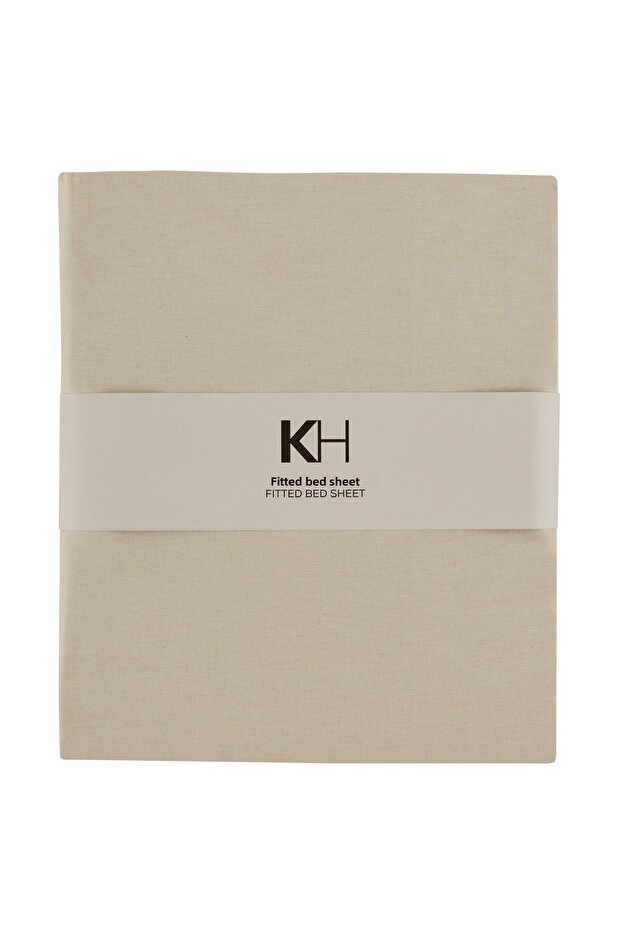 Basic 100% Cotton King Size Fitted Sheet Ecru - 2
