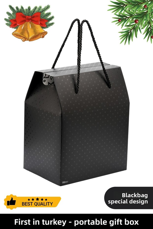 Black Christmas Gift Box and Bag Set – New Year’s Special Gift Packaging for Women and Men