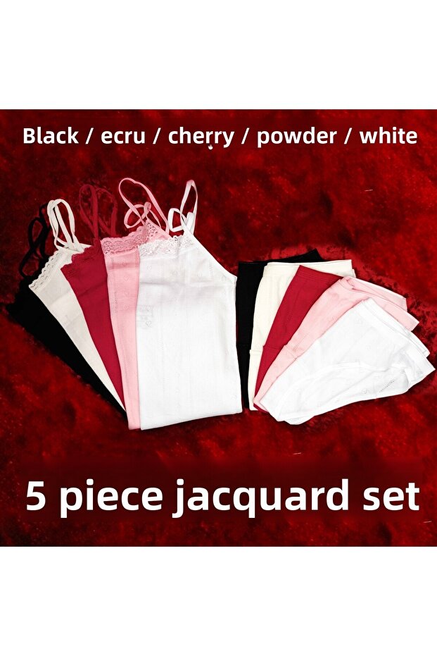 Quality 100% Cotton 5-Piece Jacquard Women's Underwear Set
