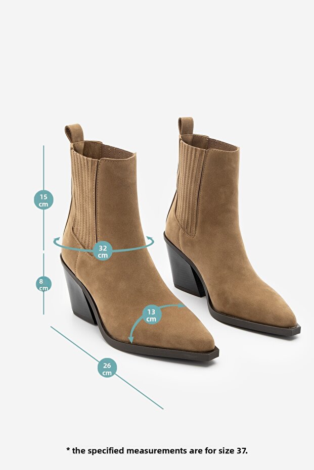 Női hegyes orrú cowboy rugalmas western csizma Erbe barna velúr - 8