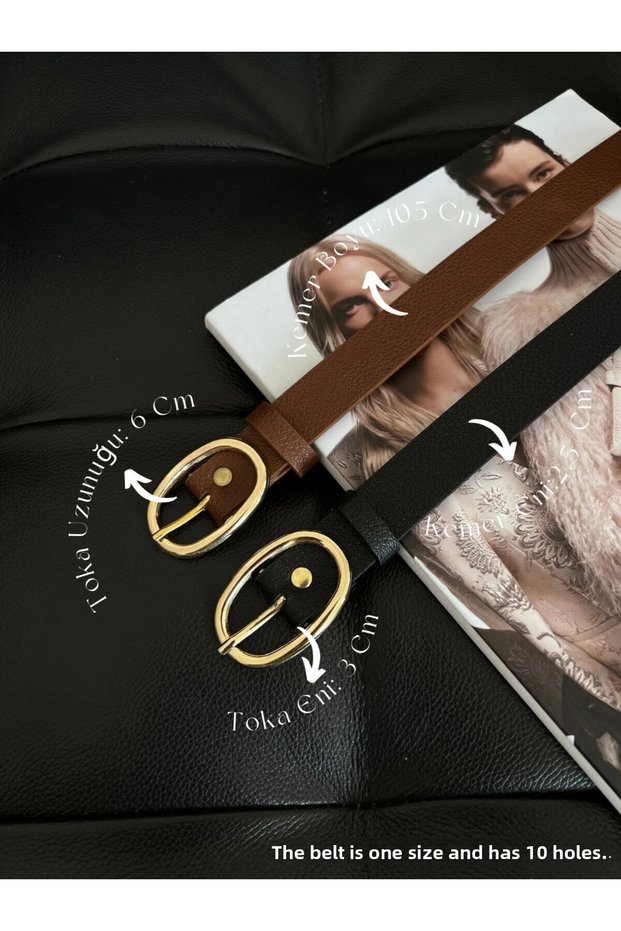2-Piece Oval Buckle Women's Trouser Belt, Jacket Belt, Dress Belt, Shirt Belt