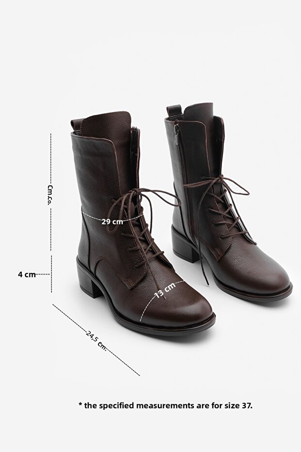 Valódi bőr női csizma - fűzős és cipzáras, pekingi barna színű, hétköznapi klasszikus - 8