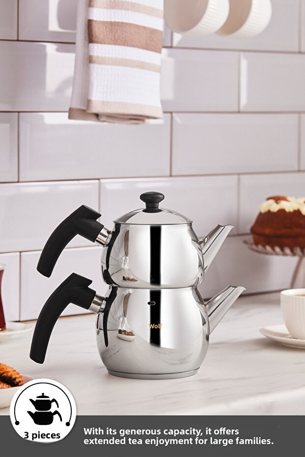 Σετ μαύρης τσαγιέρας Adelya Induction Base Mini Size - 5