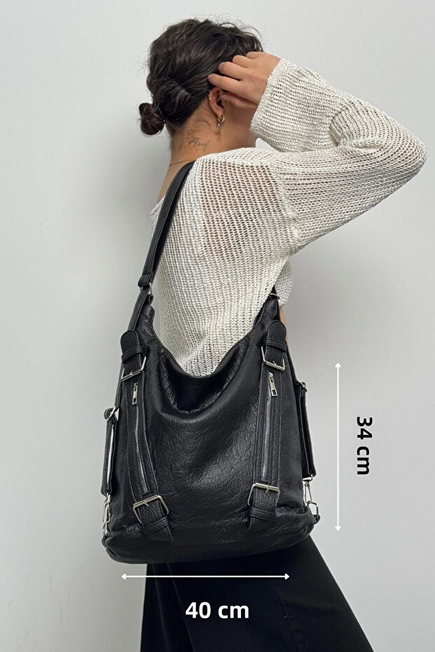 New Casual Model Quality Soft Leather Multi-Section Large Size Backpack and Shoulder Bag