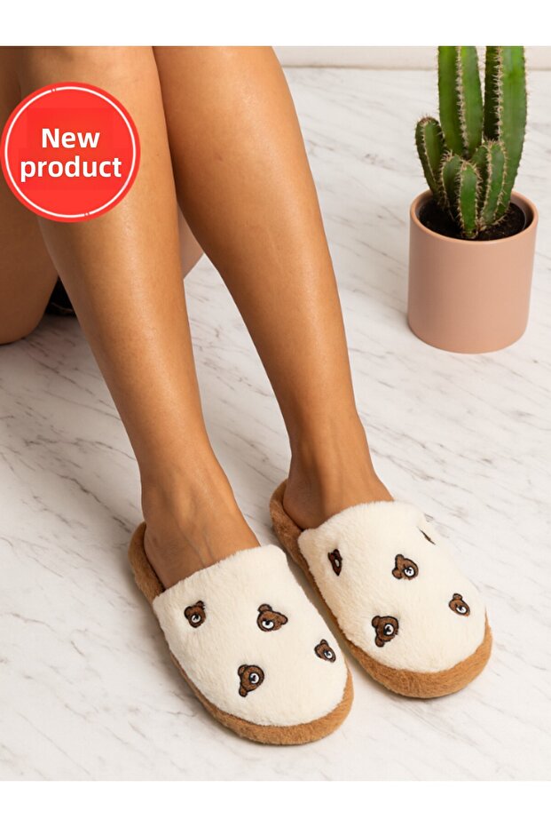 Tedy Teddy Bear vyšívané nadýchané domácí pantofle Pantofle pro věno protiskluzová podrážka STC1146 - 2