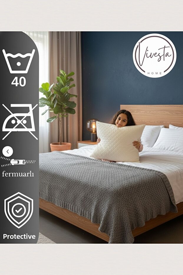 10-Piece Zippered Quilted Patterned Protective Pillow Mattress Cover – Hygienic, Durable