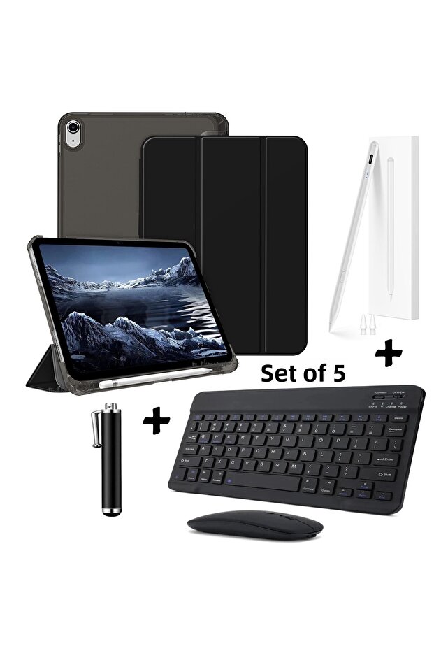 iPad 11Th Generation A16 /10. Generation 10.9 Compatible Flip Case + Keyboard Mause with Bluetooth + Palm Red Pen - 1