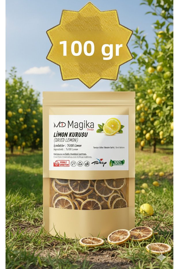 100 Gr Natural Dried Lemon, Domestic Fresh Harvest Production, Does Not Contain Preservatives