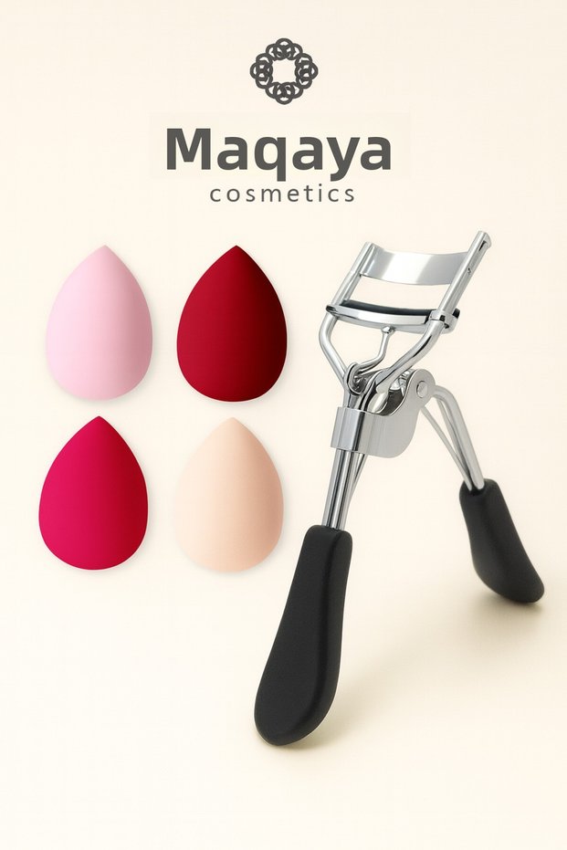Natural Curling Eyelash Curler Eyelash Curler & 4-Pack Large Makeup Sponge (Foundation Concealer)